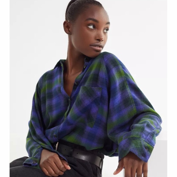 BDG Drapey Flannel Button Down Shirt - Picture 4 of 10